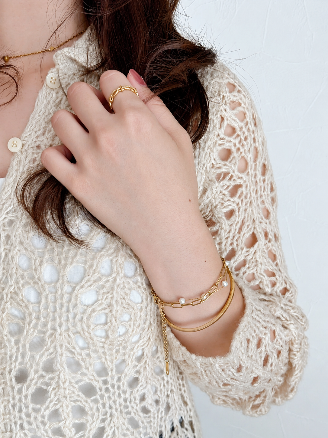 SS pearl chain bracelet