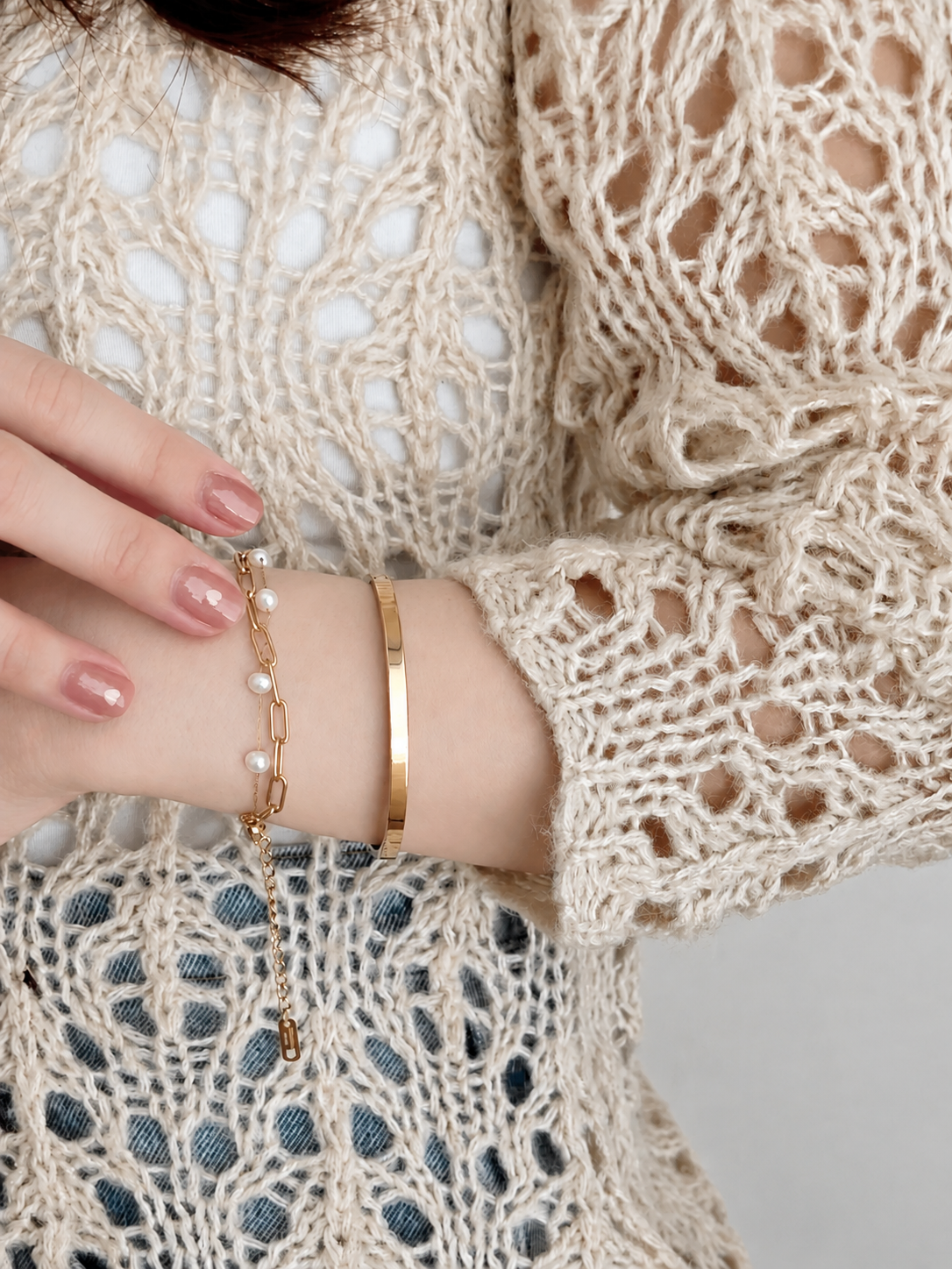 SS pearl chain bracelet