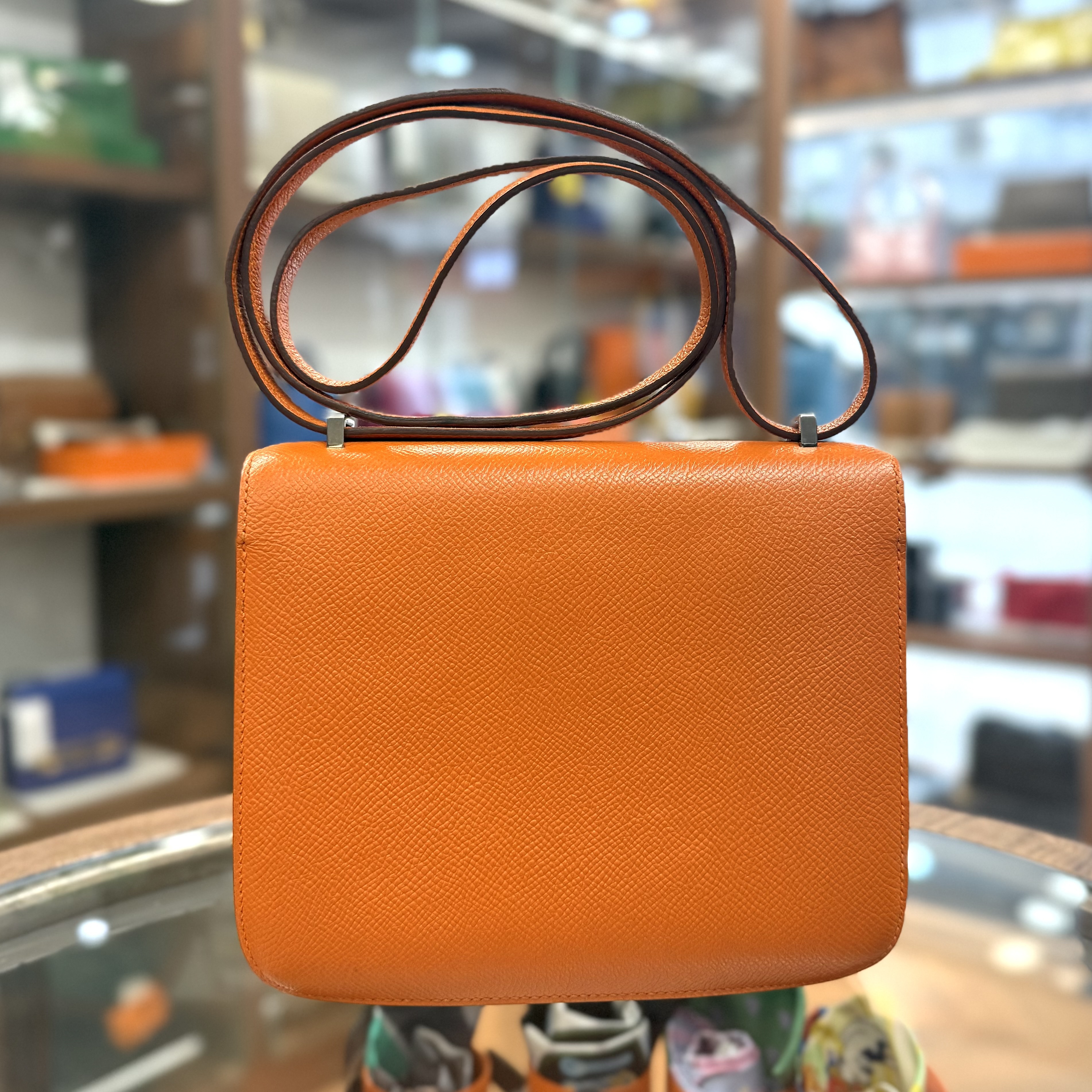 90%NEW USED HERMES MINI CONSTANCE ORANGE EPSOM PHW 口 Q 愛馬仕橙銀扣 #愛馬仕康康 #C19