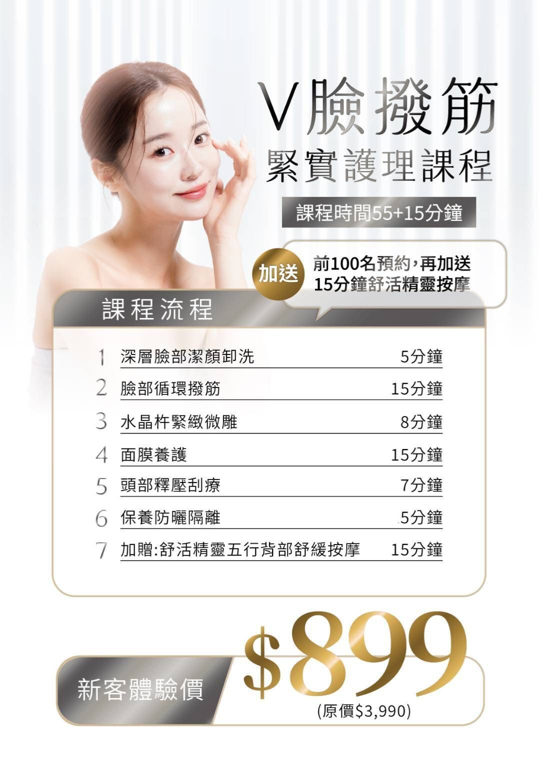 V臉撥筋緊實護理課程流程圖