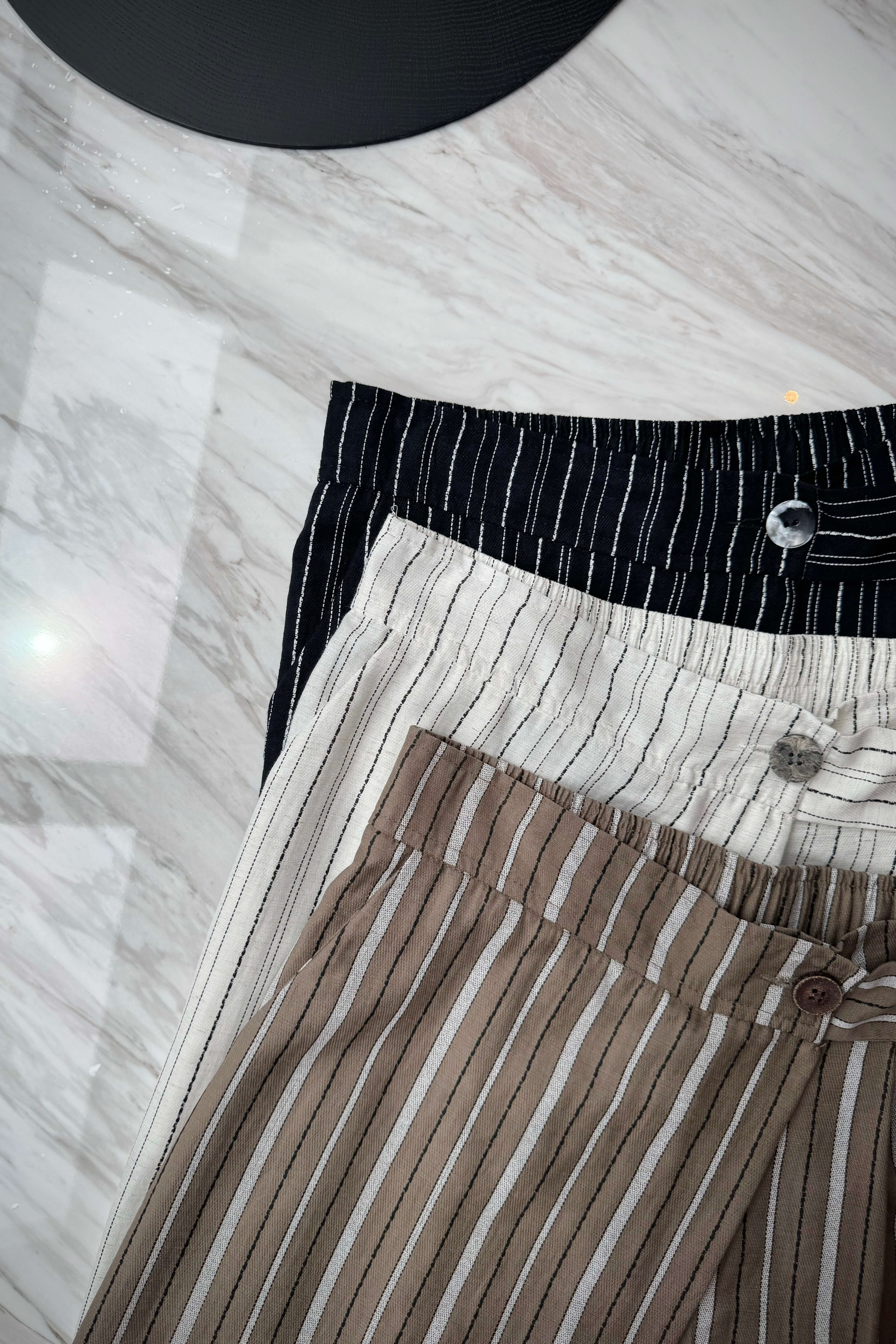 Contrast Striped Side Belt Wide Leg Linen Pants_PT268L17
