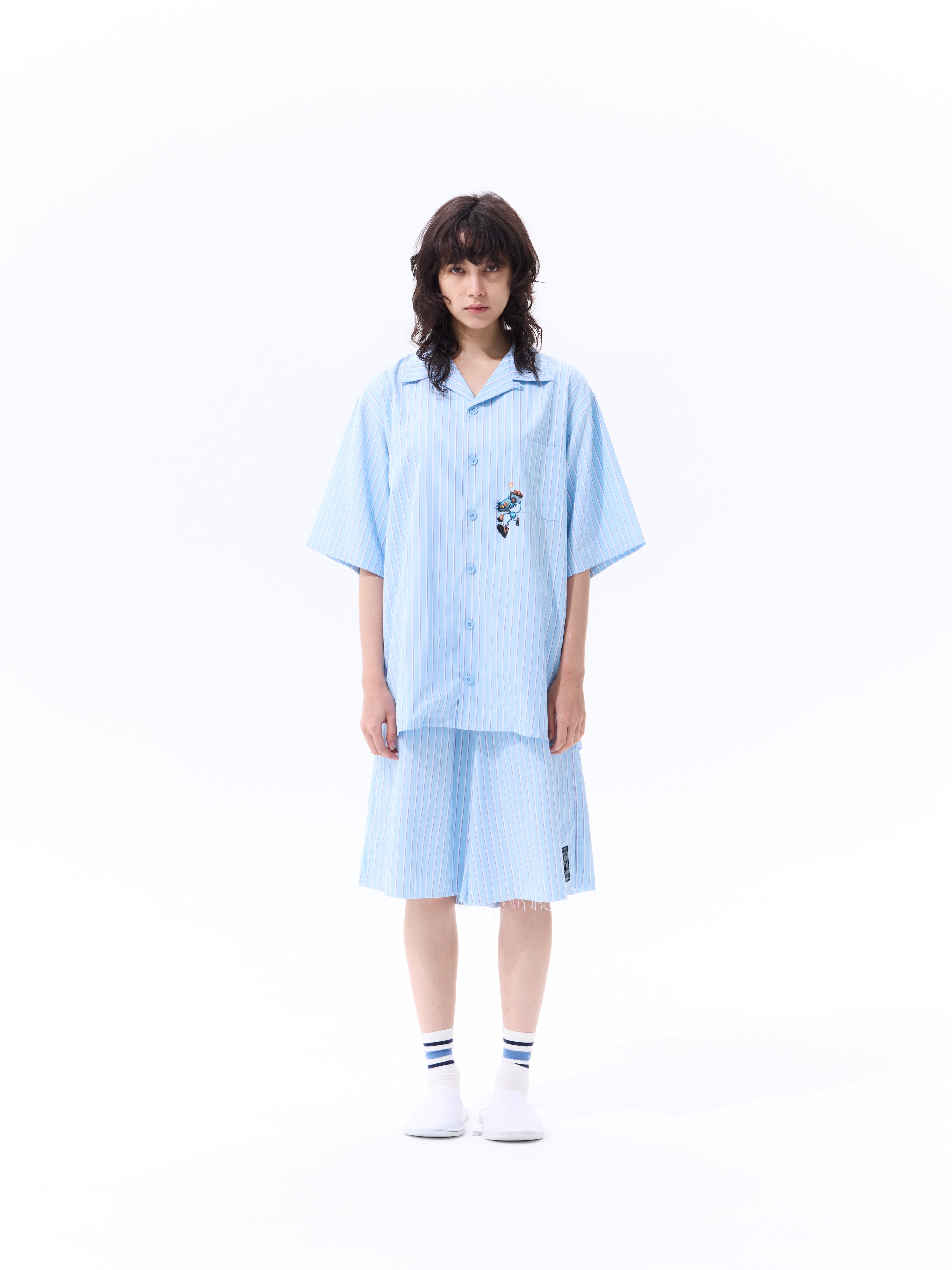 PSN/OWN 炸彈貓印花 線條立領短袖襯衫 BOWLING PJ SHIRT P/O-SS26-2003