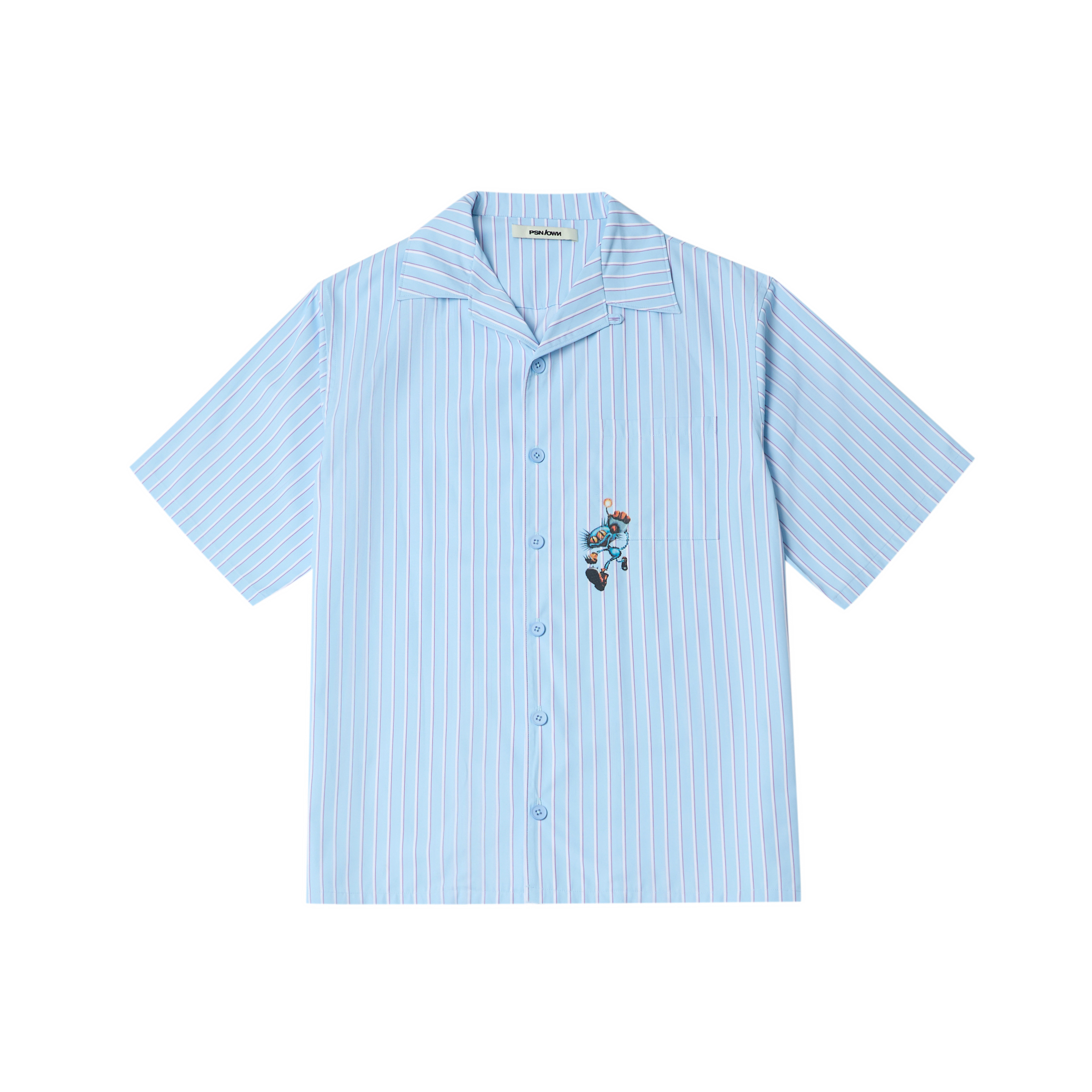 PSN/OWN 炸彈貓印花 線條立領短袖襯衫 BOWLING PJ SHIRT P/O-SS26-2003