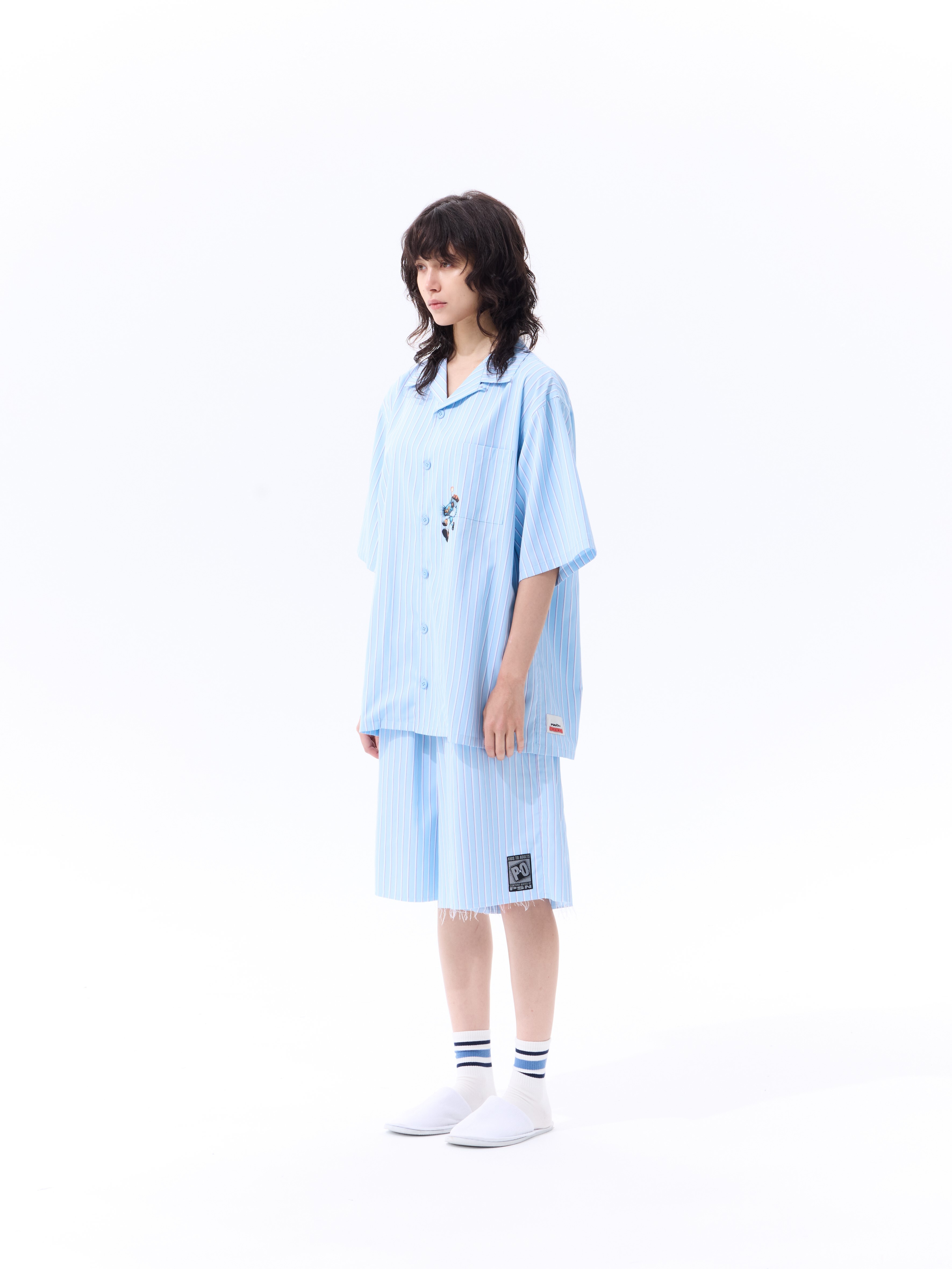PSN/OWN 炸彈貓印花 線條立領短袖襯衫 BOWLING PJ SHIRT P/O-SS26-2003