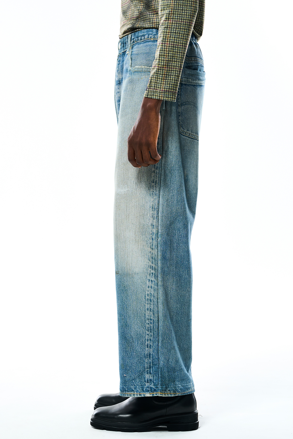 TOLQ TROMPE L'OEIL DENIM SWEAT PANTS