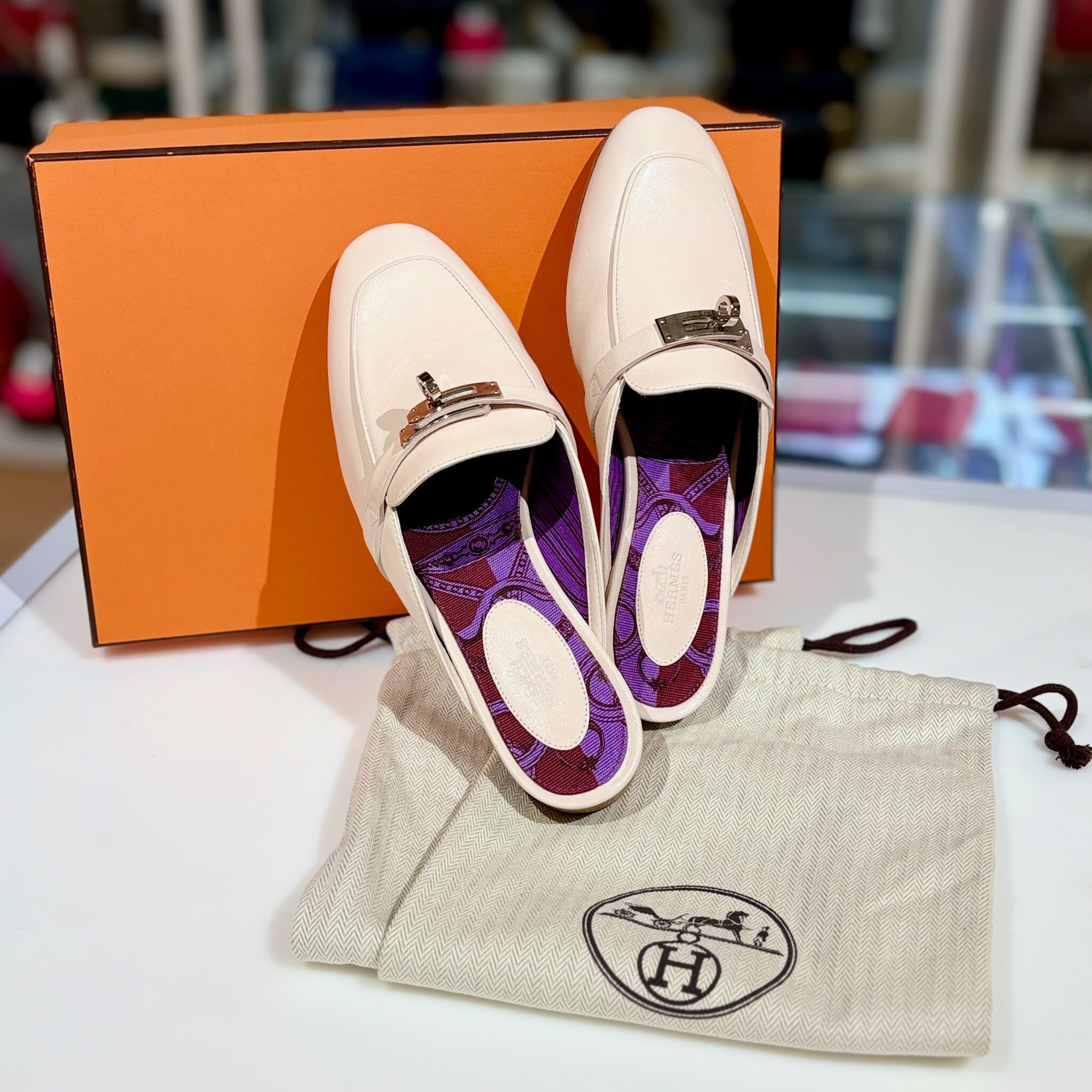限時4折!!! 全新HERMES密頭拖鞋36.5碼,裸粉色小羊皮/玫瑰金扣, Kelly Mules Shoes, Slipper Oz Mule,#BRAND NEW #香榭站正品