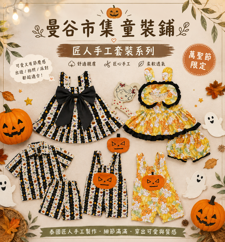 泰國曼谷市集童裝🎃萬聖節限定手工洋裝/套裝系列👻