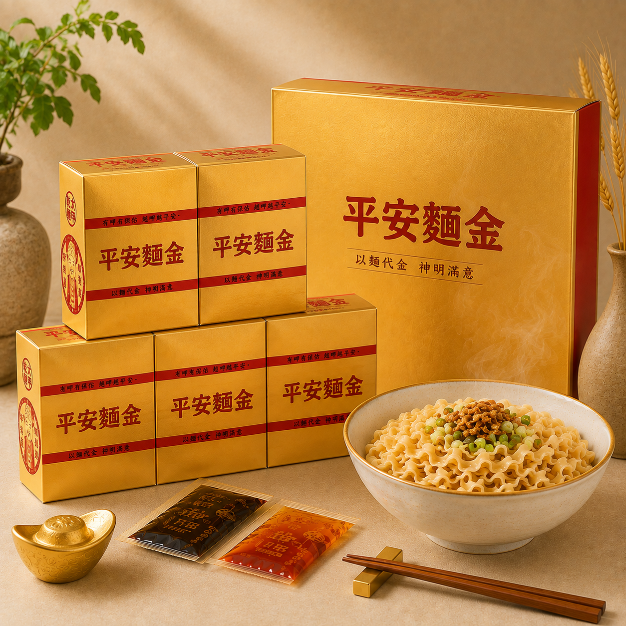 【以麵代金】平安麵金（精裝燙金箔版）- 裸麵10盒