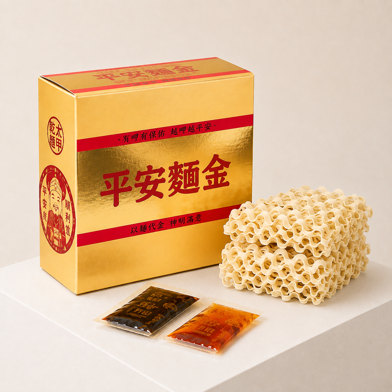 【以麵代金】平安麵金（精裝燙金箔版）- 裸麵10盒