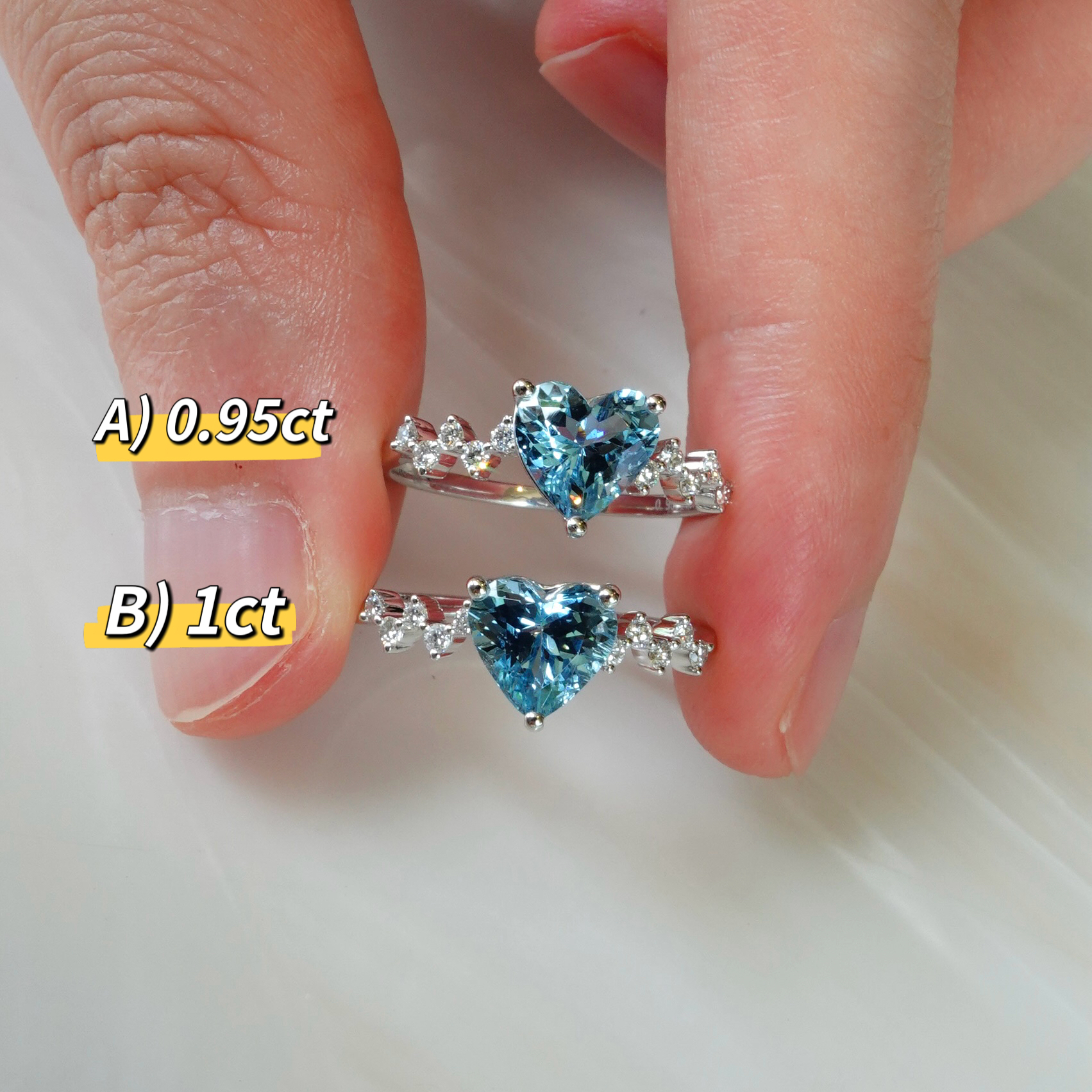 18K金心形海藍寶石鑽石戒指 -超級聖馬利亞藍