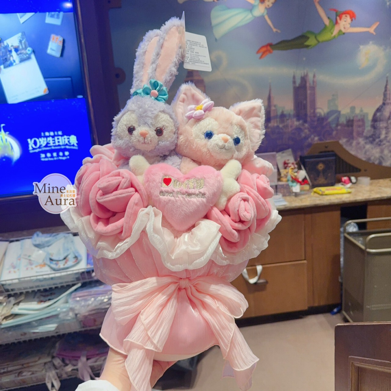 史黛拉露 星黛露 StellaLou 玲娜貝兒 LinaBell 絨毛 愛心 花束造型 擺飾品 -上海迪士尼樂園