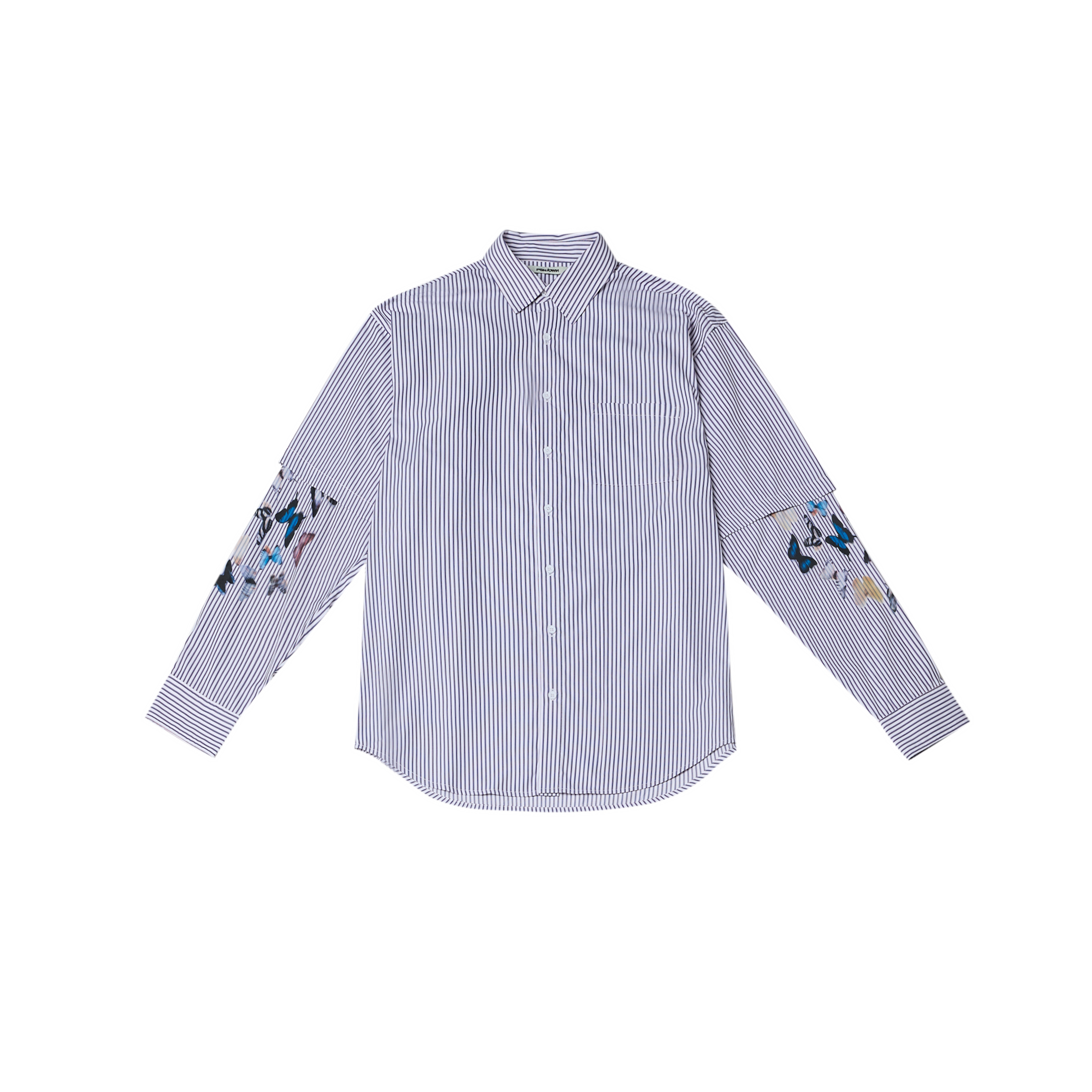 PSN/OWN 蝴蝶印花 雙層袖 寬鬆立領條紋長袖襯衫 DOUBLE SLEEVE FANTASY SHIRT P/O-SS26-2004