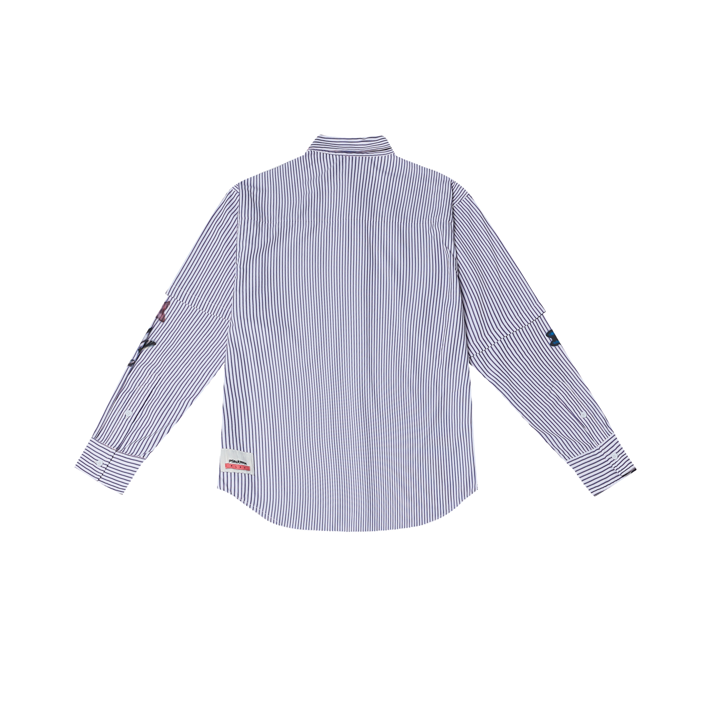 PSN/OWN 蝴蝶印花 雙層袖 寬鬆立領條紋長袖襯衫 DOUBLE SLEEVE FANTASY SHIRT P/O-SS26-2004