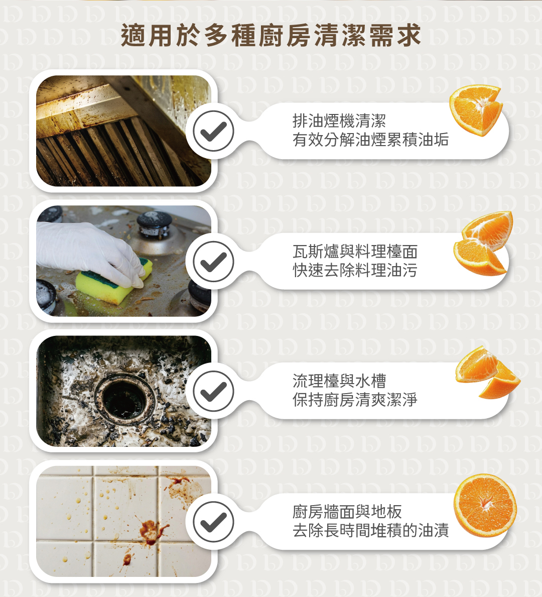 告別油膩重災區與刺鼻化學味!DISnSH 廚房清潔系列專為秒殺頑固重油與油煙味而生。創新導入專利枯草桿菌與專利固態發酵技術,搭配獨家網狀噴槍產生的高密度立體泡沫,大面積包覆垂直牆面與抽油煙機,深入細縫將焦油與殘油徹底分解。配方通過 SGS 嚴格檢驗,重金屬與環境荷爾蒙零檢出,無添加壬基酚與香料。不刺鼻、不傷手、酸鹼平衡不傷愛鍋,洗淨同時幫管線保養防堵,打造真正無毒健康的清爽廚房。