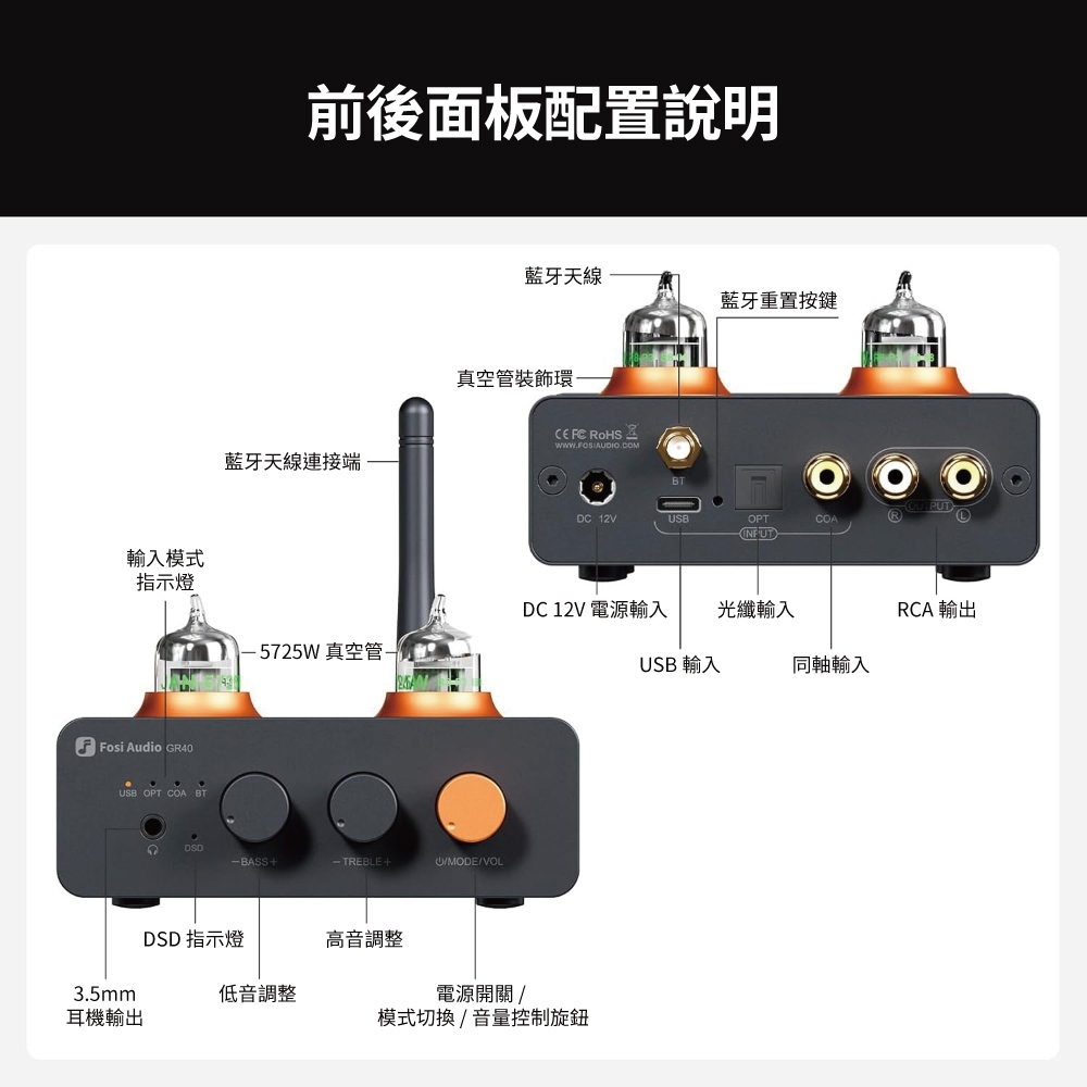 Fosi Audio GR40 真空管藍牙解碼耳擴