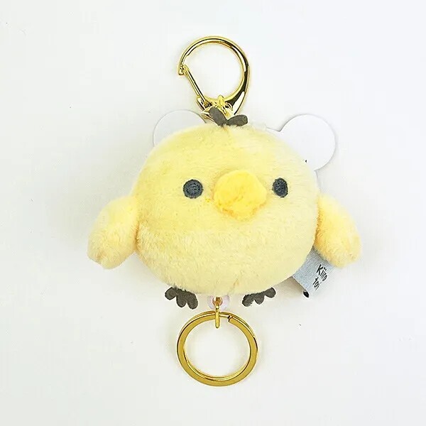 Rilakkuma Kiiroitori Fluffy Retractable Reel Mascot Keychain (Light Color)
