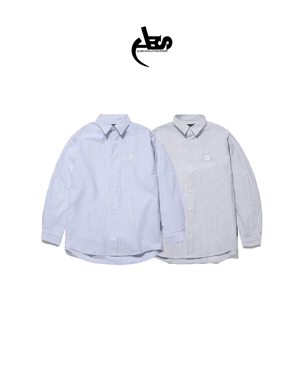 AES 骷髏刺繡條紋長袖襯衫｜Skull Logo Embroidered L/S Striped Shirt（26SS）