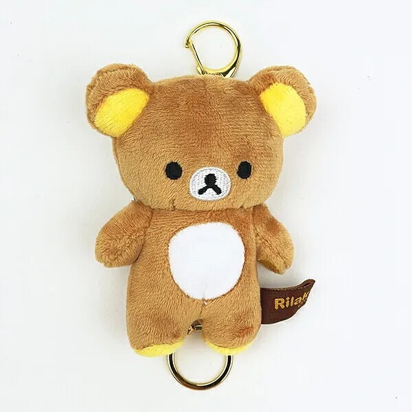 Rilakkuma Fluffy Retractable Reel Mascot Keychain (Brown)