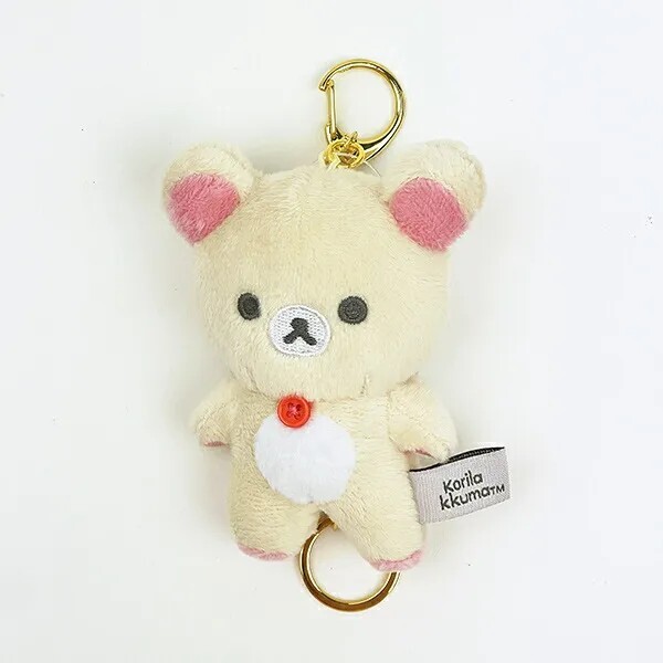 Rilakkuma Korilakkuma Fluffy Retractable Reel Mascot Keychain (Light Color)