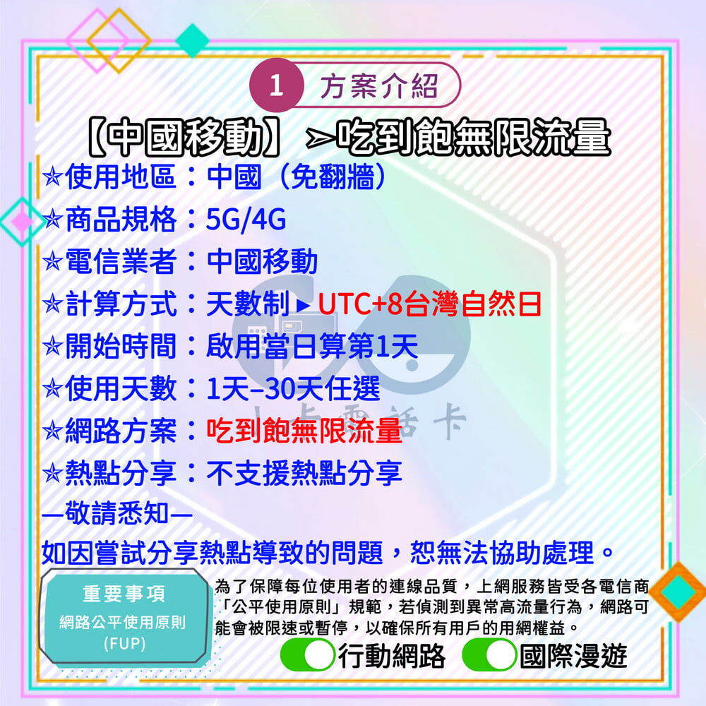 【SIM卡】中國高速上網卡｜吃到飽與免翻牆多方案·高速連線安心使用〈隨插即用、簡易開通、熱點分享〉