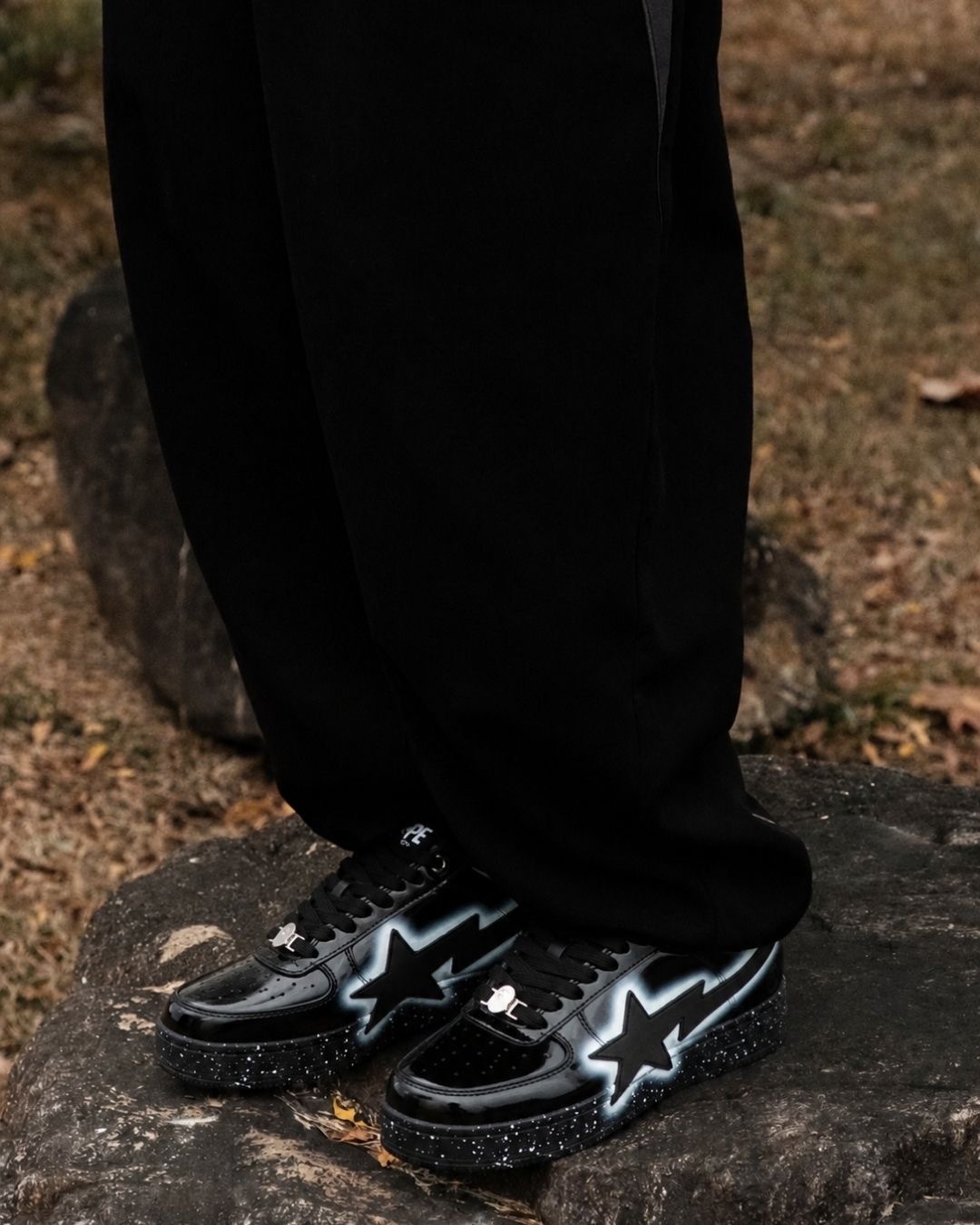 【逢甲FUZZY】A BATHING APE BAPE STA 迷彩 猿人 噴漆 星星 漆皮 黑色 白色 M191052