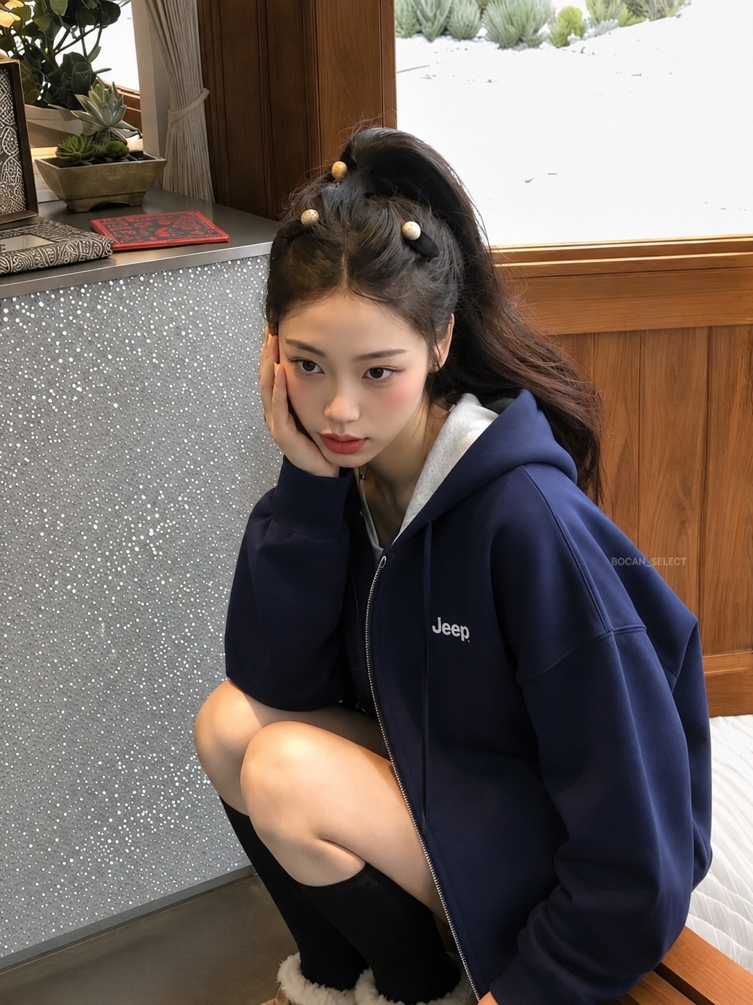 JEEP 美式 內外撞色 雙拉鏈 連帽外套男女同款