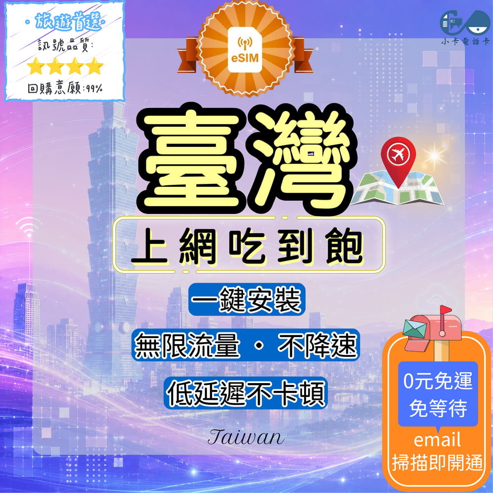 【eSIM】臺灣上網卡｜吃到飽無限流量·不降速〈快速啟用、免運即時開通、天數客制化〉