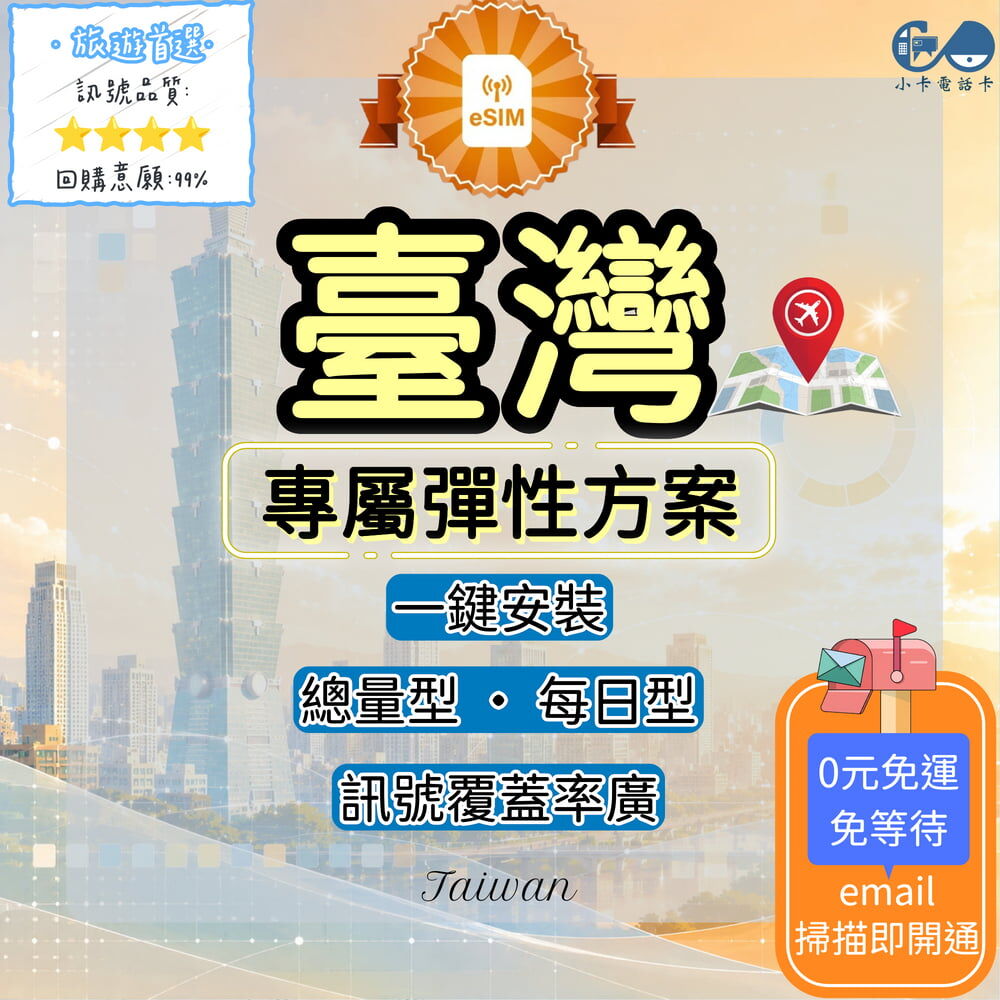 【eSIM】臺灣上網卡｜每日型·總量型·大容量型〈快速啟用、免運即時開通、熱點分享〉