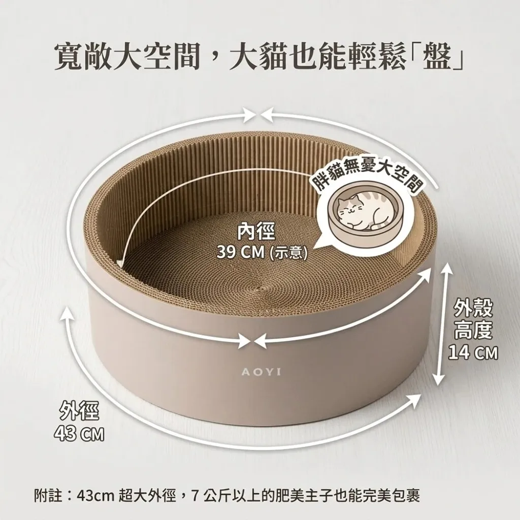 【AOYI奧藝】MIT日系和風木桶式貓抓盆43cm大尺寸