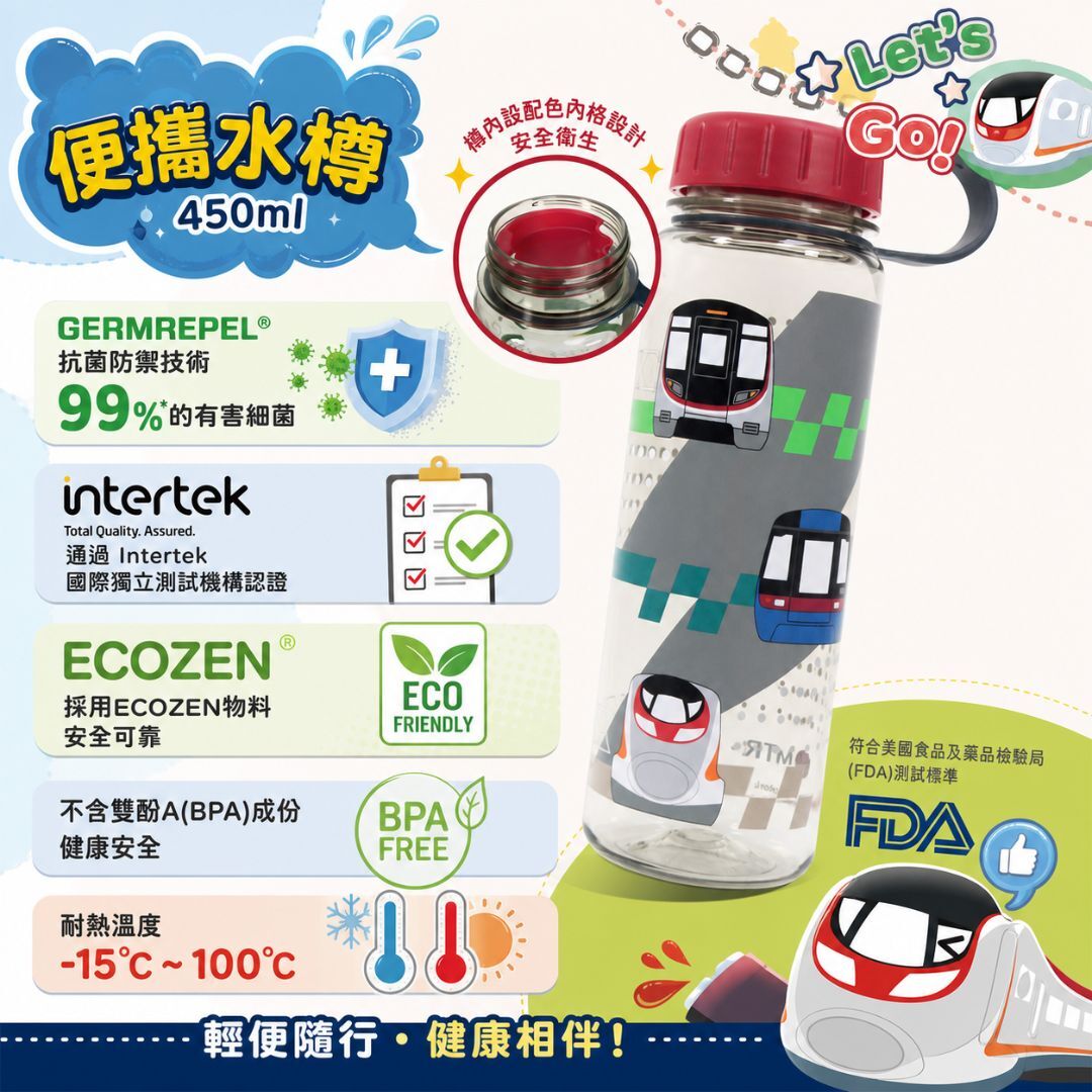 MTR 港鐵便攜式運動水樽- 抗菌(450ml)