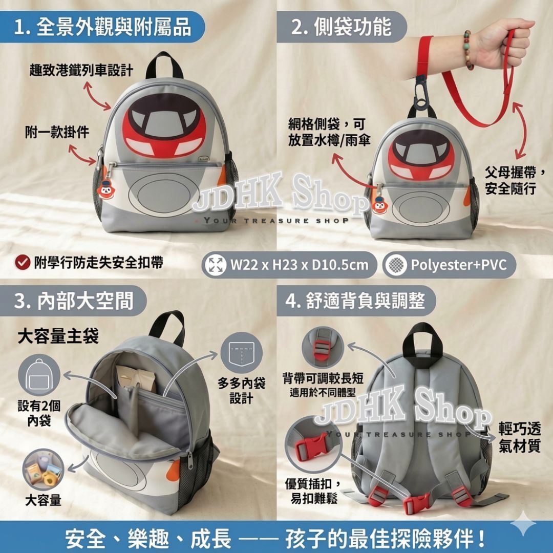 MTR 港鐵列車造型 嬰幼兒兒童背包(防走失)-高鐵動感號