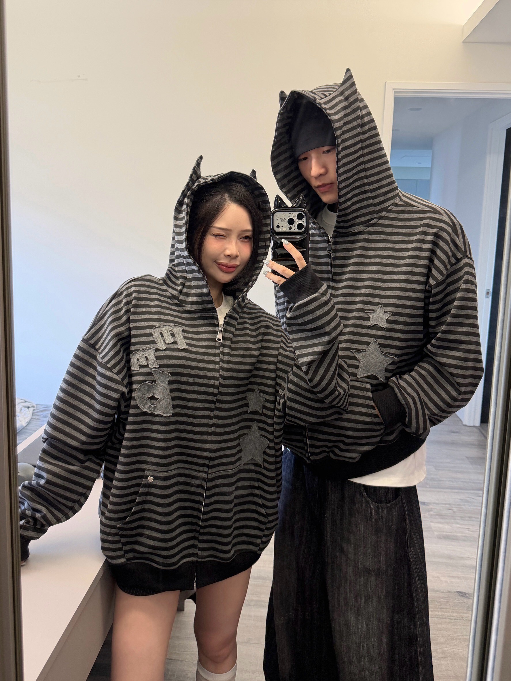 mmb小惡魔條紋貼布外套