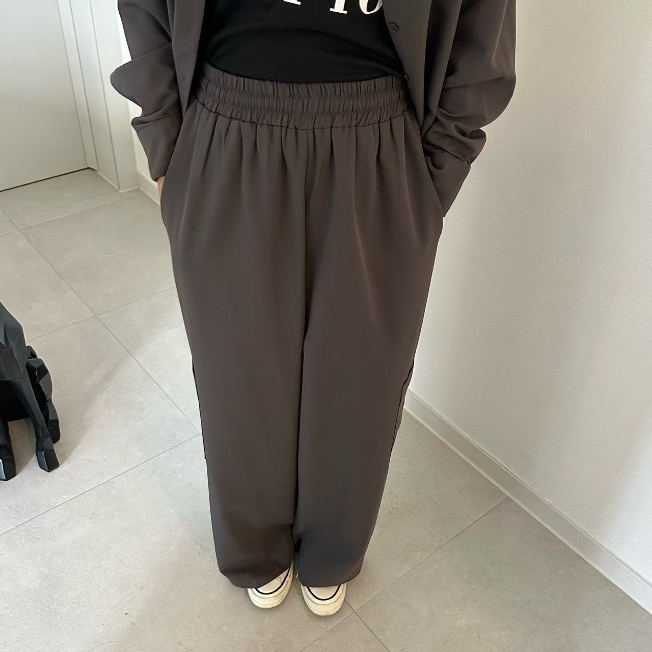 鬆緊側低口袋長褲