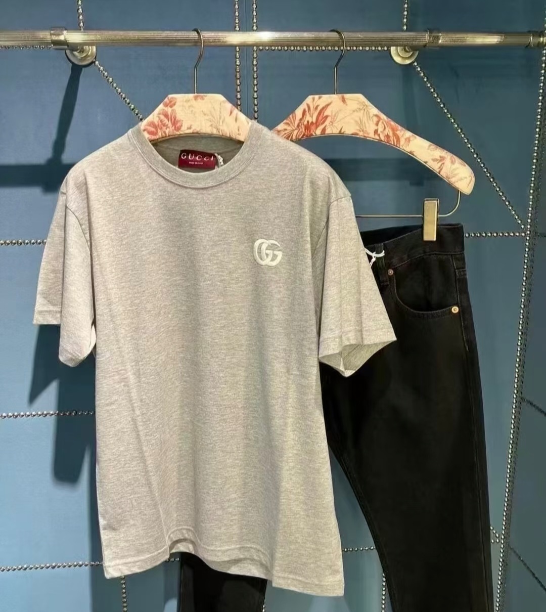 GG 灰色 刺繡GG Logo Tee