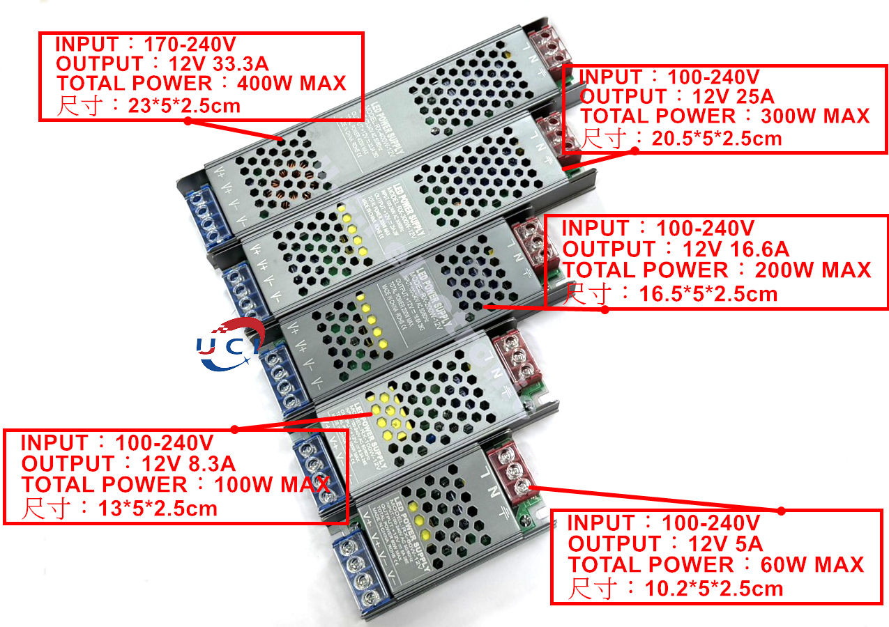【UCI電子】(L-39)黑金剛LED開關電源變壓器12V 超薄靜音燈箱變壓器