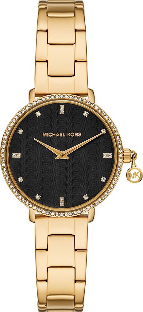 萬年鐘錶 - Michael Kors /  MK女錶  黑x金 晶鑽時尚簡約面盤女錶 MK7616 錶徑32MM