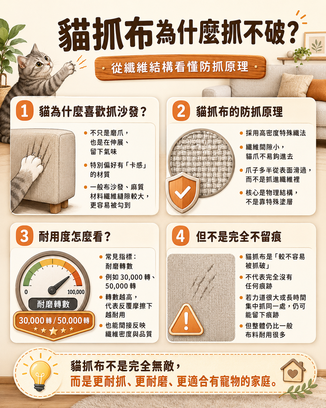 貓抓布耐抓原理解析