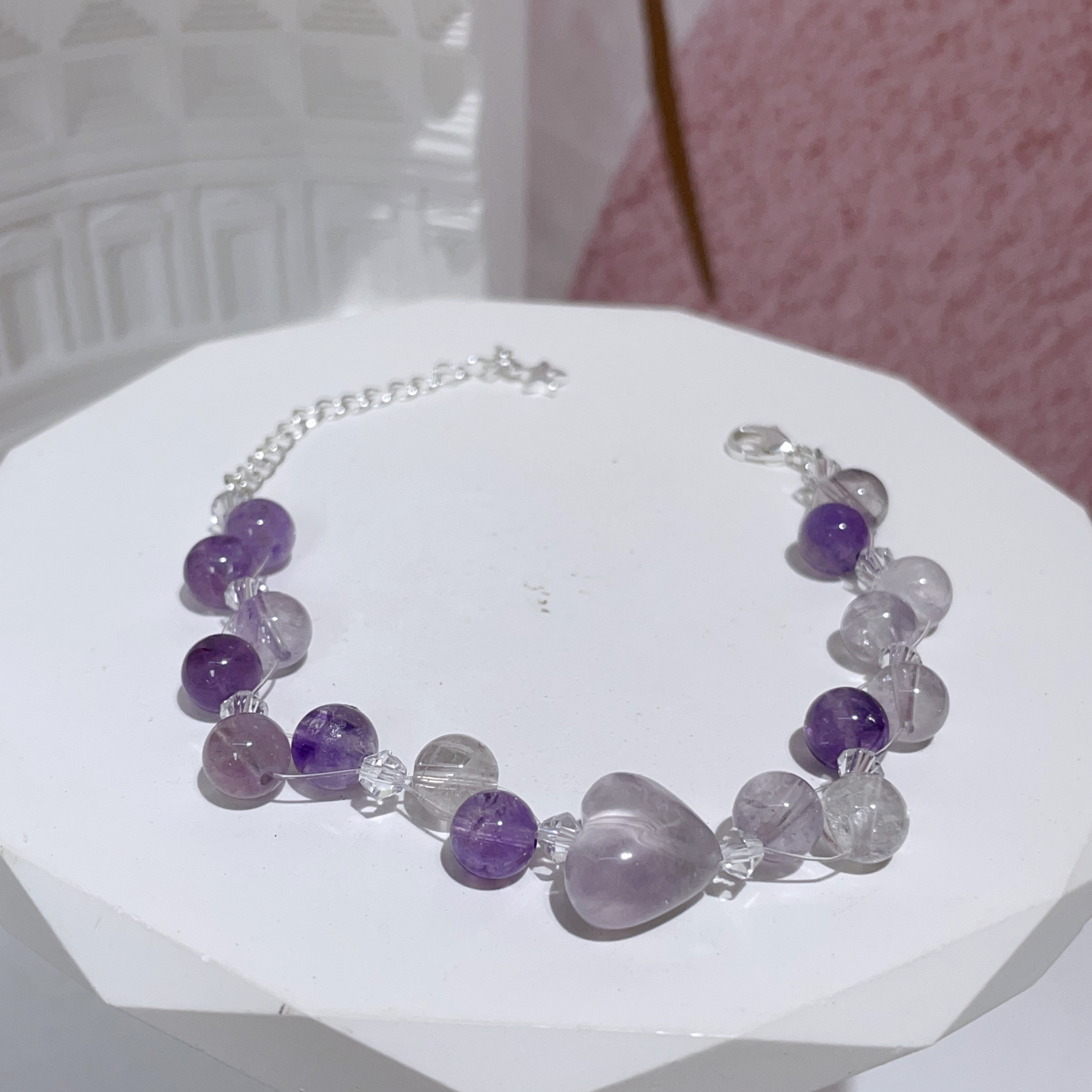Purple Twist・白水晶紫水晶手鏈 17-21cm