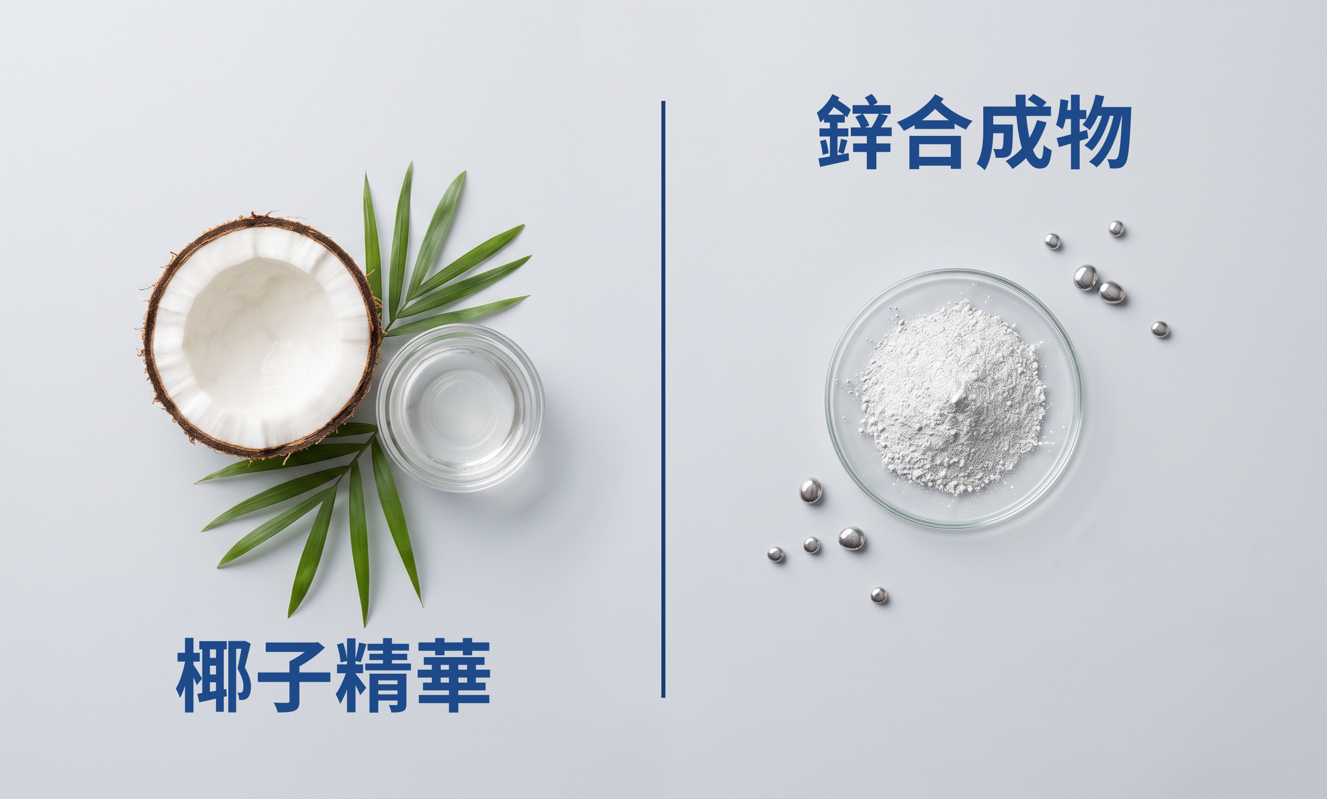 椰子精華與鋅合成物雙成分示意