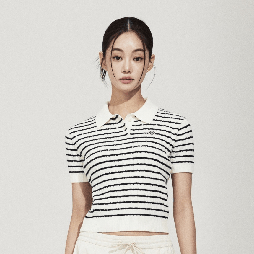 Wacky WiLLy｜Women's Cable-Knit Collared Short-Sleeve Knit [3 colors] WW313