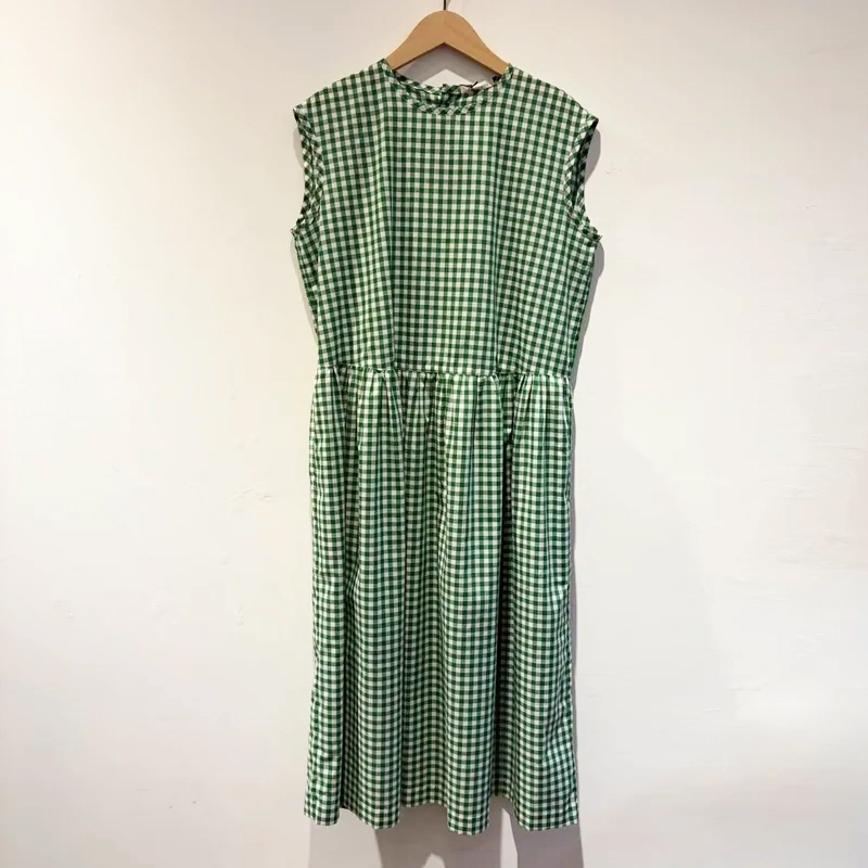 坦克背心洋裝 綠格紋