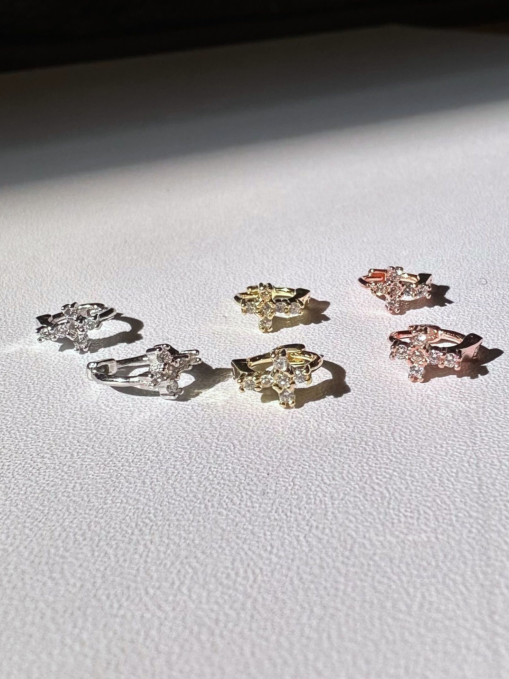 S925 shiny cross hoop pierce