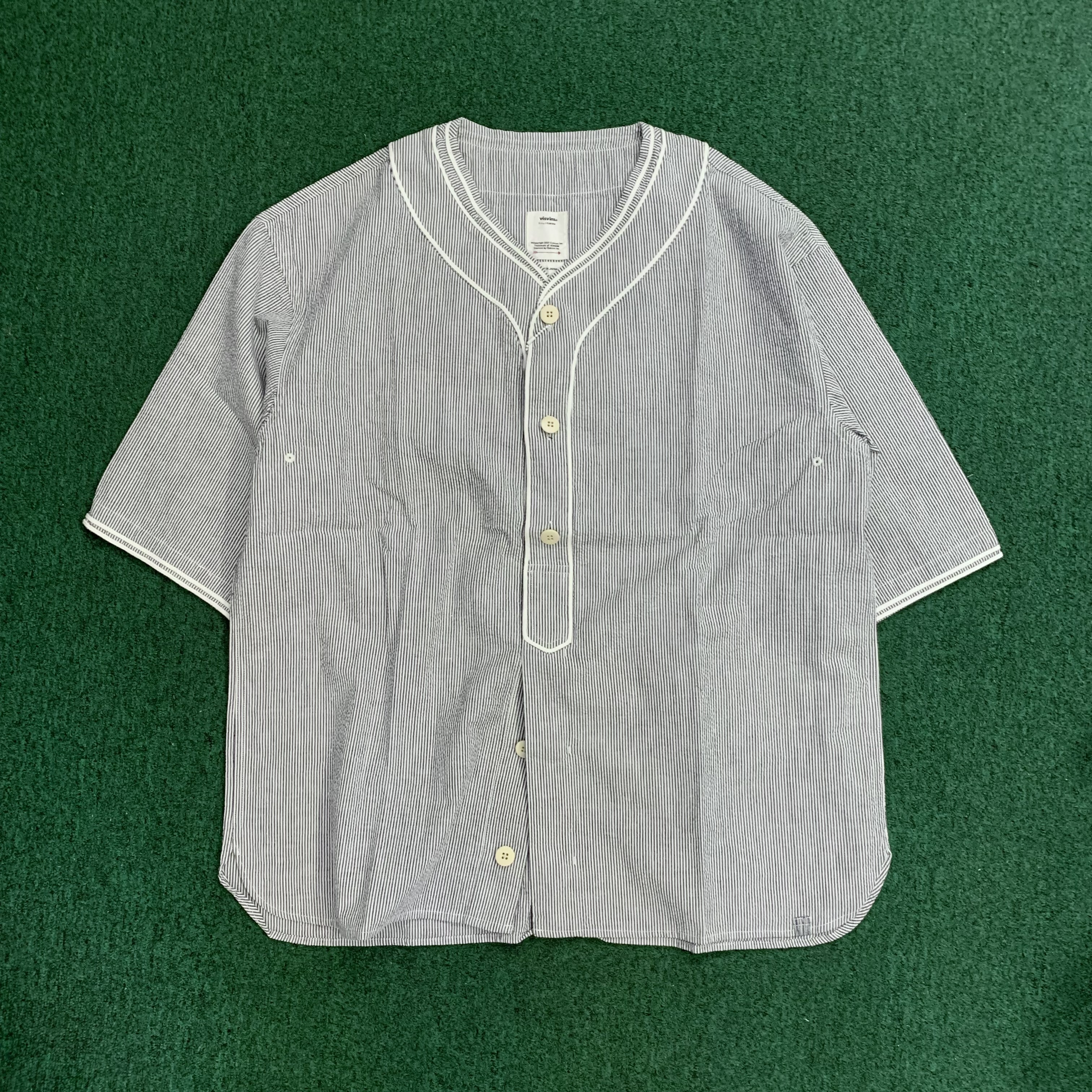 VISVIM DUGOUT S/S SEERSUCKER - NAVY SIZE 3 IN STOCK NOW (現貨發售中)