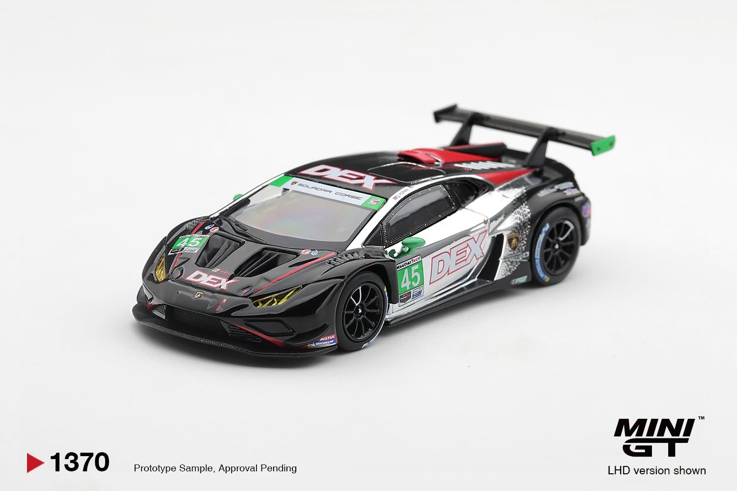 預訂:1/64 MINI GT Lamborghini Huracan GT3 EVO2 #45 DEX Wayne Taylor Racing  2025 IMSA Chevrolet Grand Prix Class Winner (MGT01370-L )