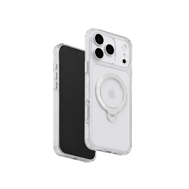 ESSENTIALS Crystal｜iPhone 18 Magnetic Charging Compatible Anti-Yellowish Shockproof Crystal Clear Case w/ rotatable ring - Transparent