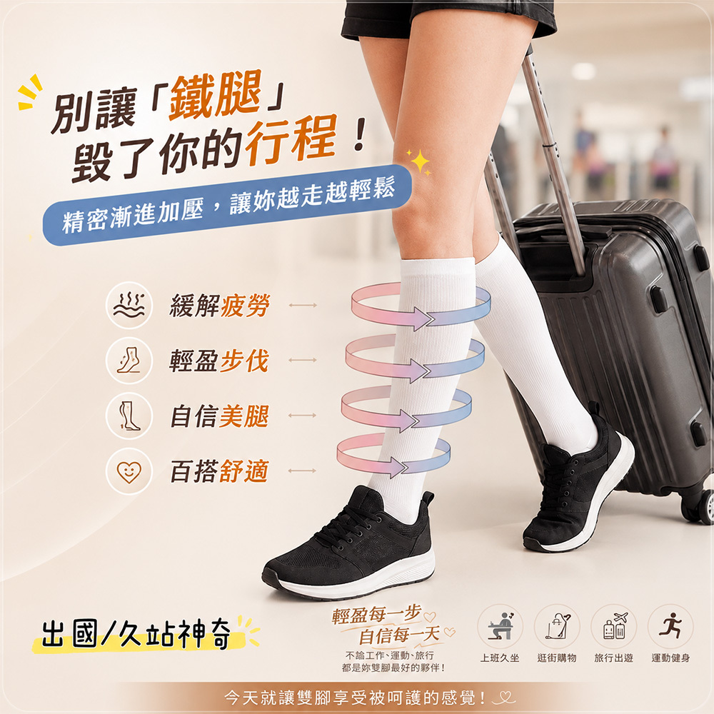 《DKGP1023》機能壓力膝下襪   萊卡抑菌漸進式壓力襪｜減緩雙腿疲勞 痠痛快速恢復 運動後恢復襪 /久站/旅行 告別鐵腳 壓力運動襪 視覺顯瘦美腿機能襪