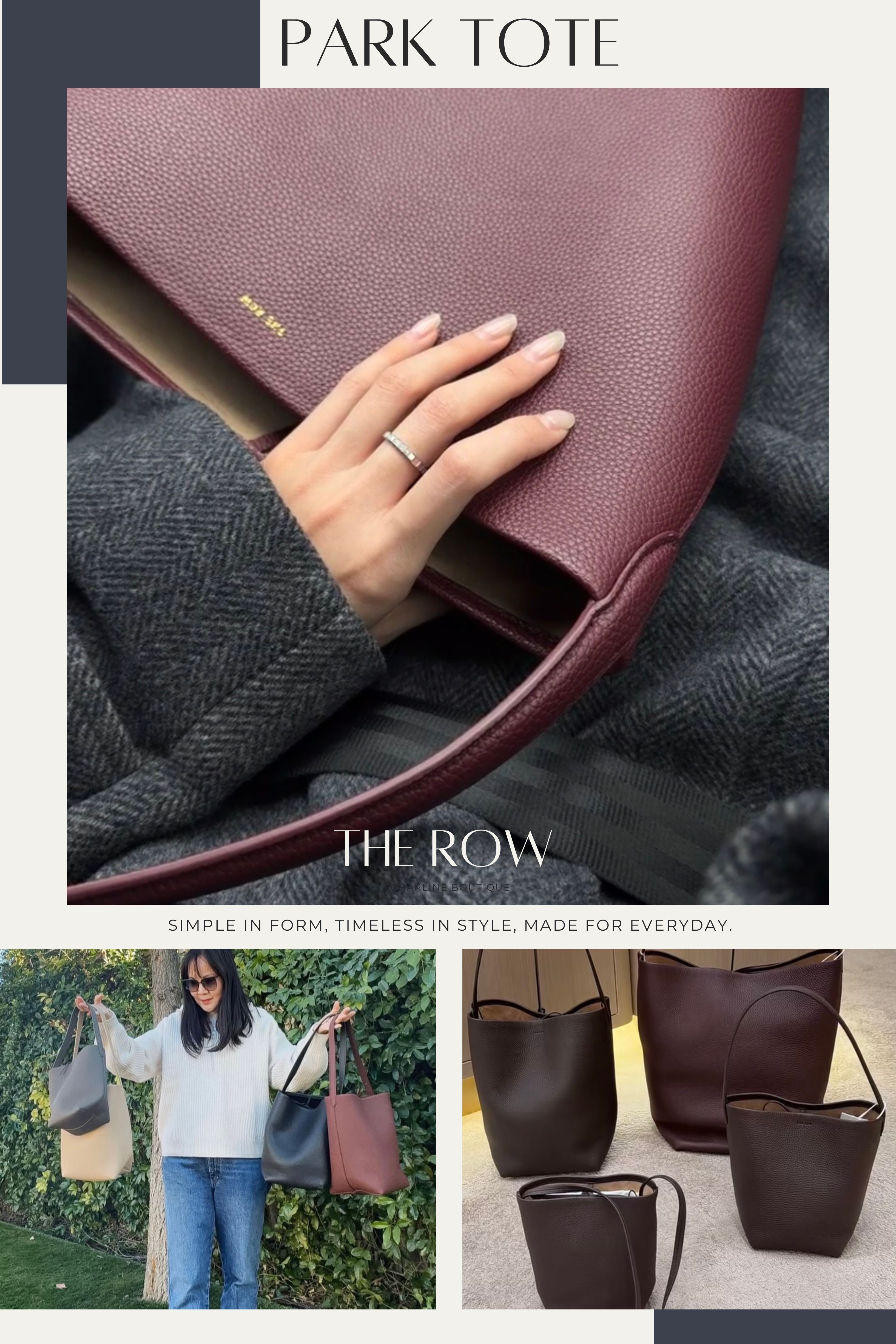 The Row N/S Park Tote 三尺寸與 N/S Park Crossbody 規格比較資訊圖