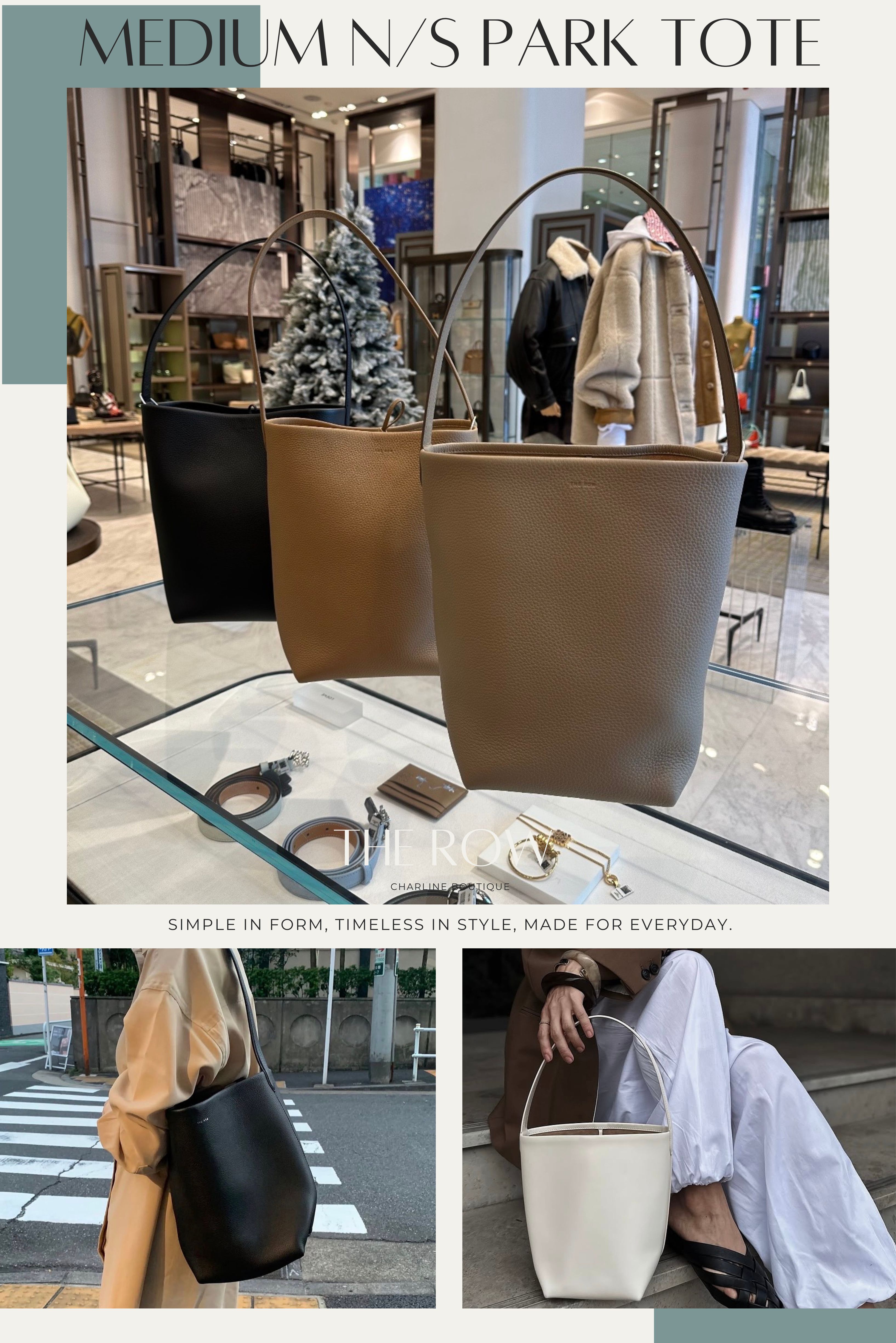 The Row Medium N/S Park Tote 日常容量與攜帶物品資訊圖