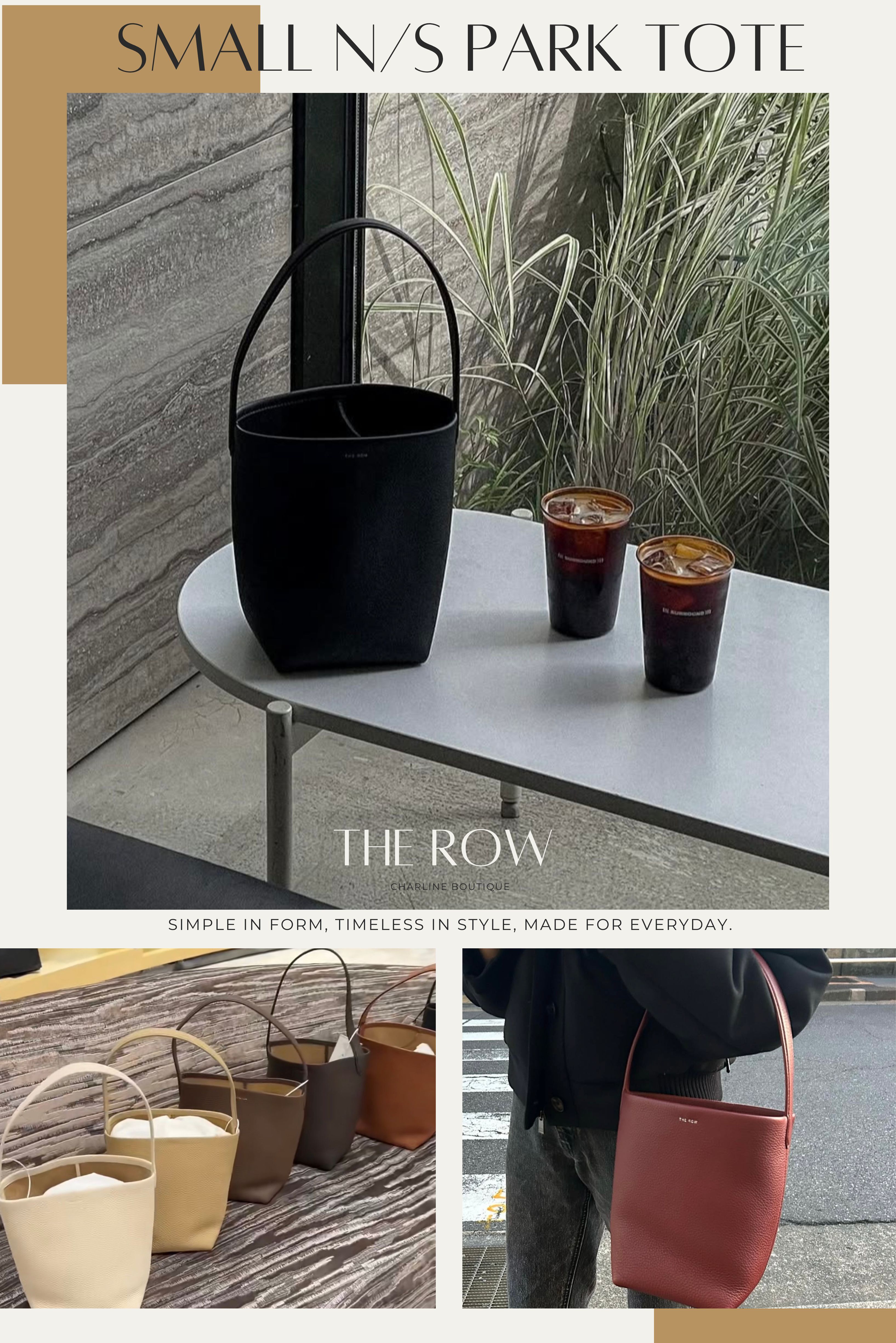 The Row Small N/S Park Tote 輕便尺寸與手提搭配資訊圖