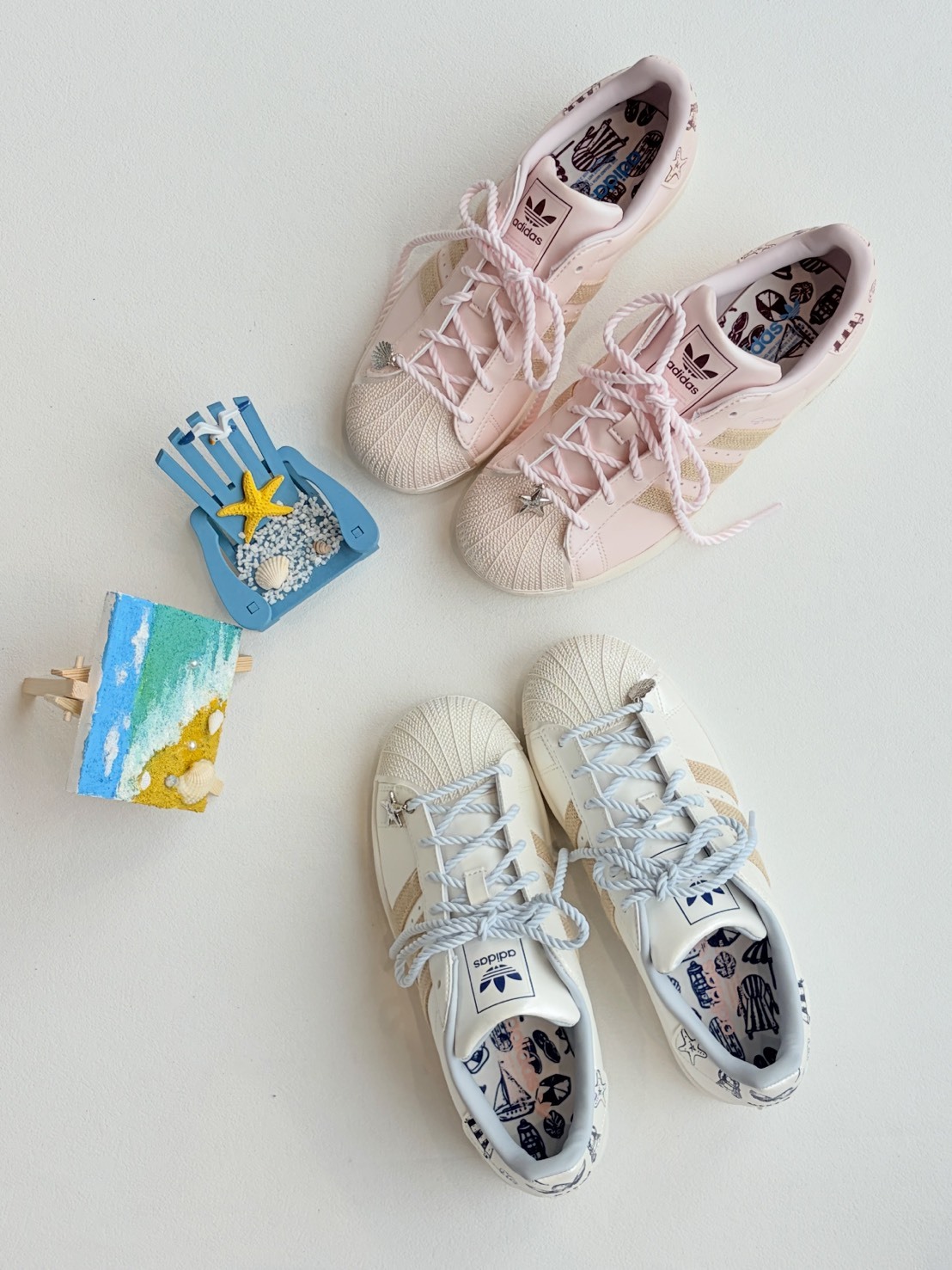 ADIDAS SUPERSTAR 2 夏日海灘 珠光貝殼頭 麻繩鞋帶